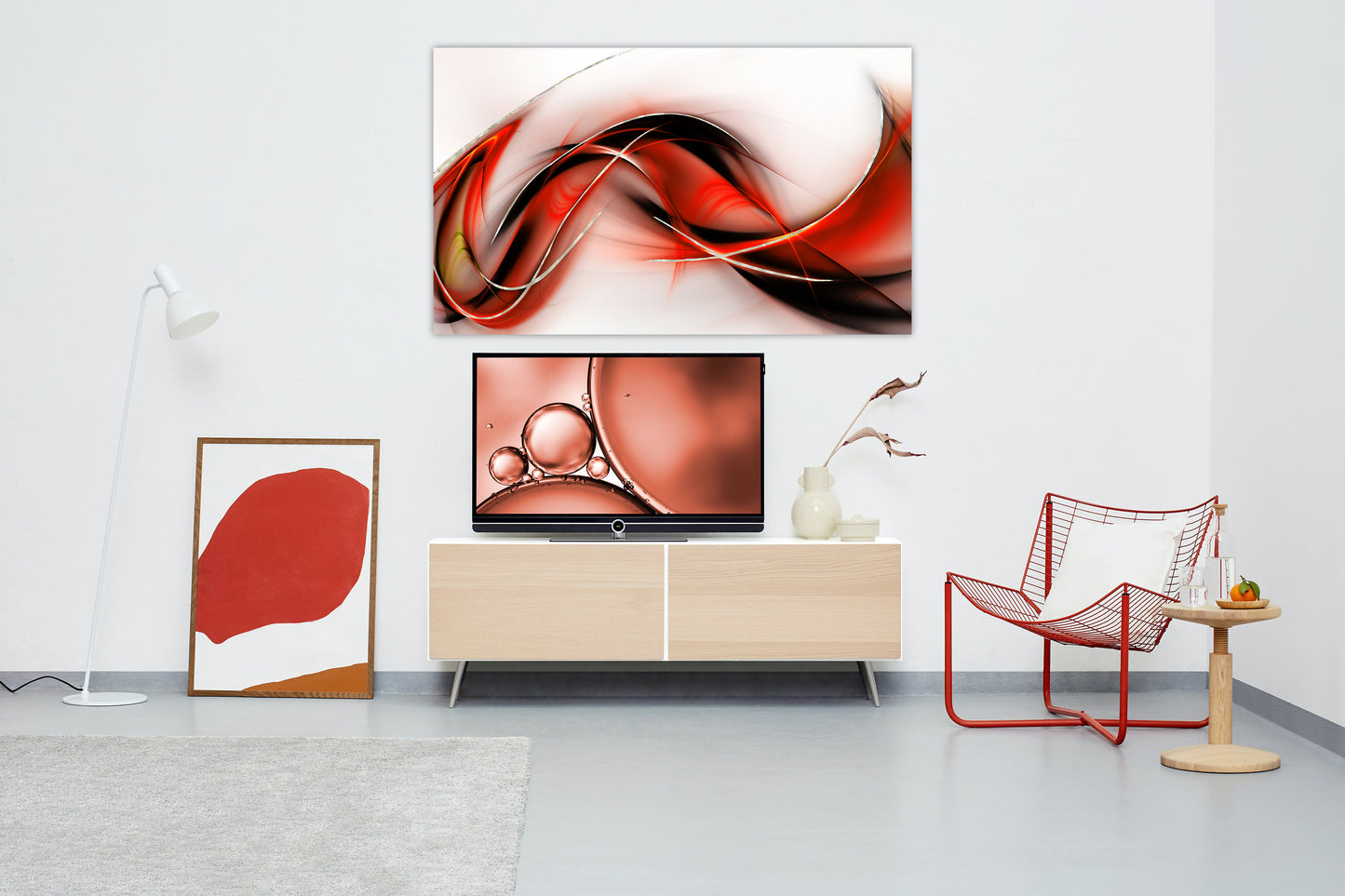 Abstract Red Glass Wall Art 60"x36" - Expo Home Decor