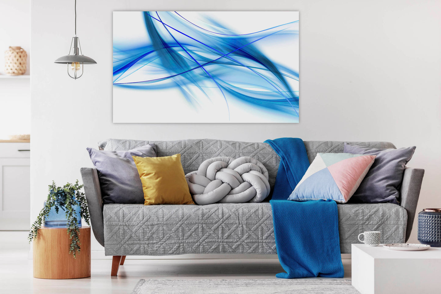Abstract Blue Glass Wall Art 60"x36" - Expo Home Decor