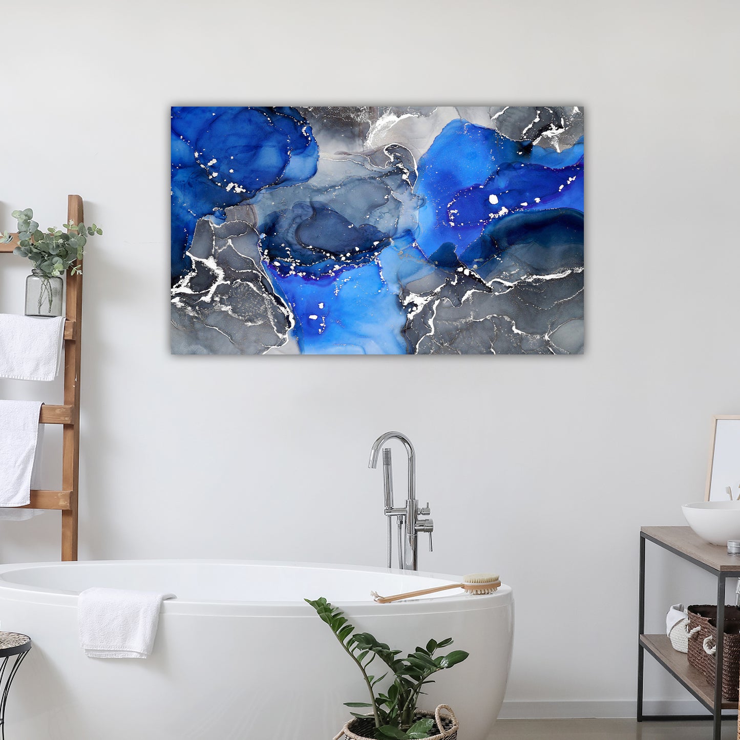 Blue Abstract Glass Wall Art 60"x36" - Expo Home Decor