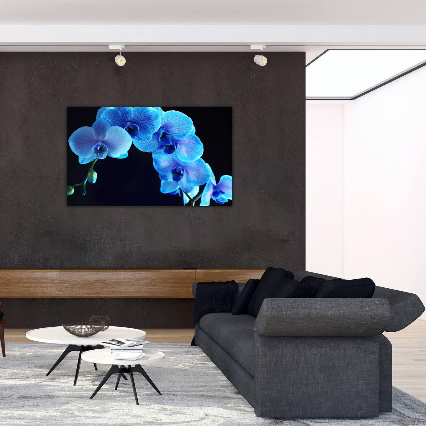 Blue Orchid Glass Wall Art 60"x36" - Expo Home Decor