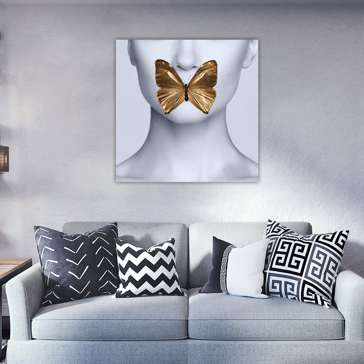 Women & Gold Butterfly Glass Wall Art 40"x40" - Expo Home Decor
