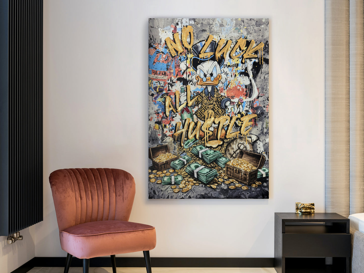 Hustle Hard Glass Wall Art 48"x32"