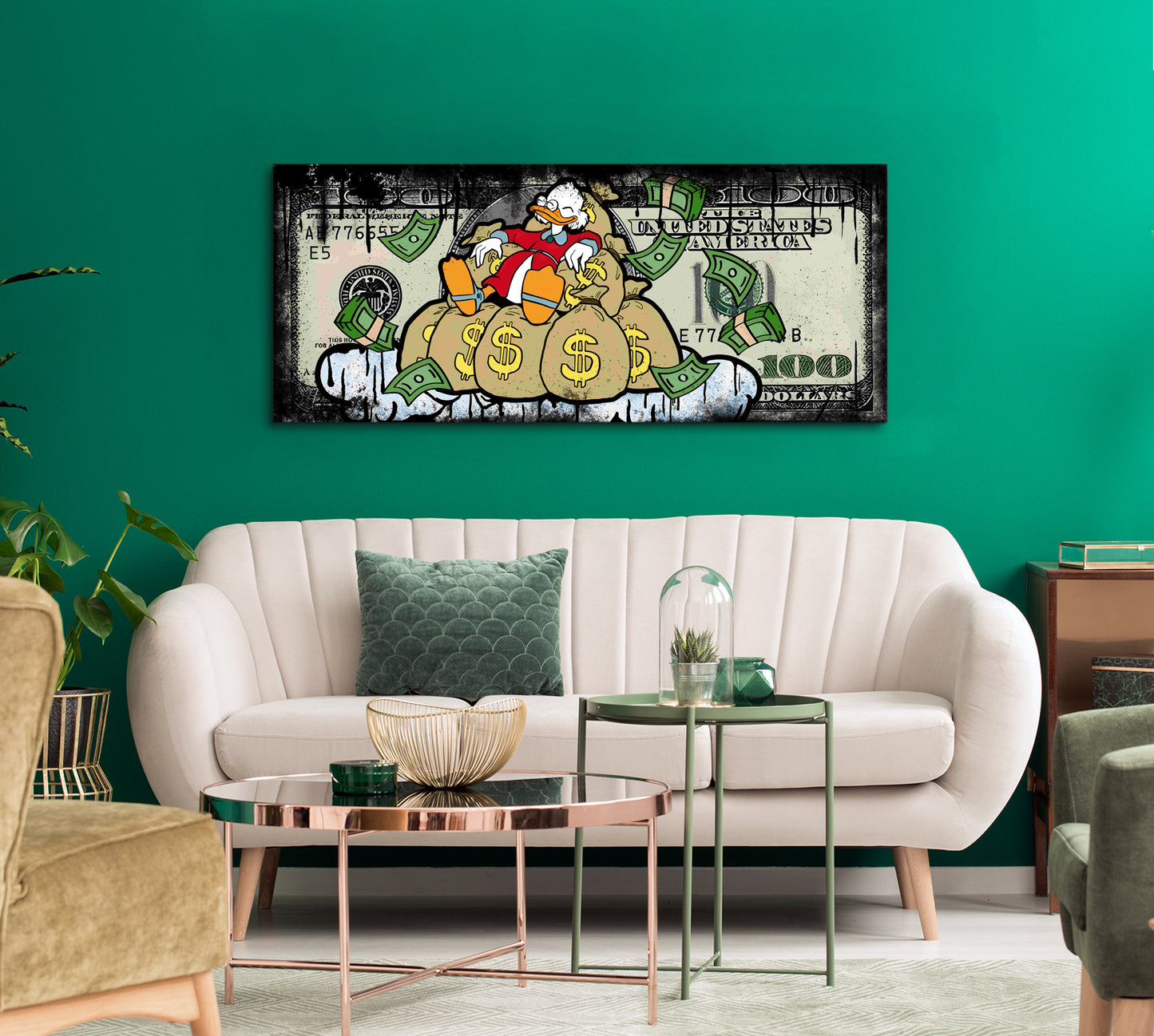 Money Bill Glass Wall Art 60"x26"