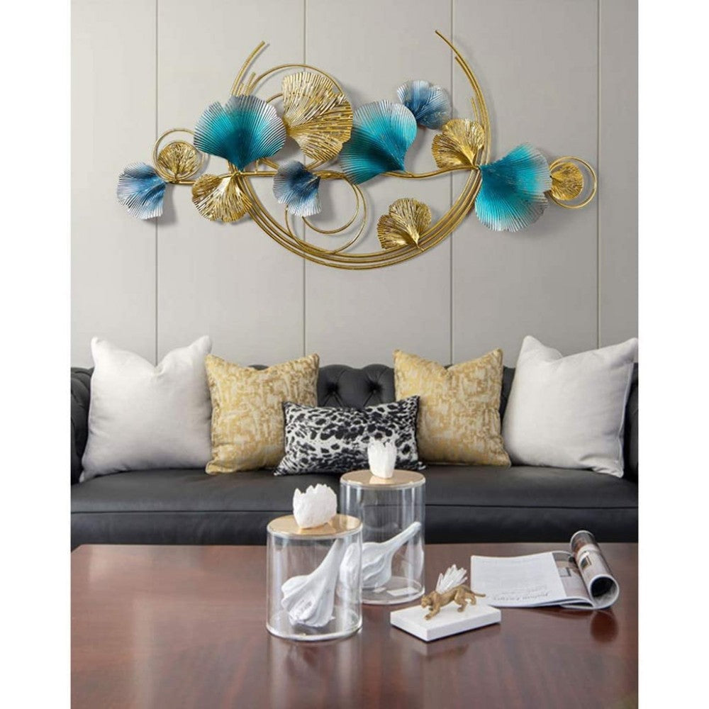 Semi Circle Blue/Gold Metal Wall Art - Expo Home Decor