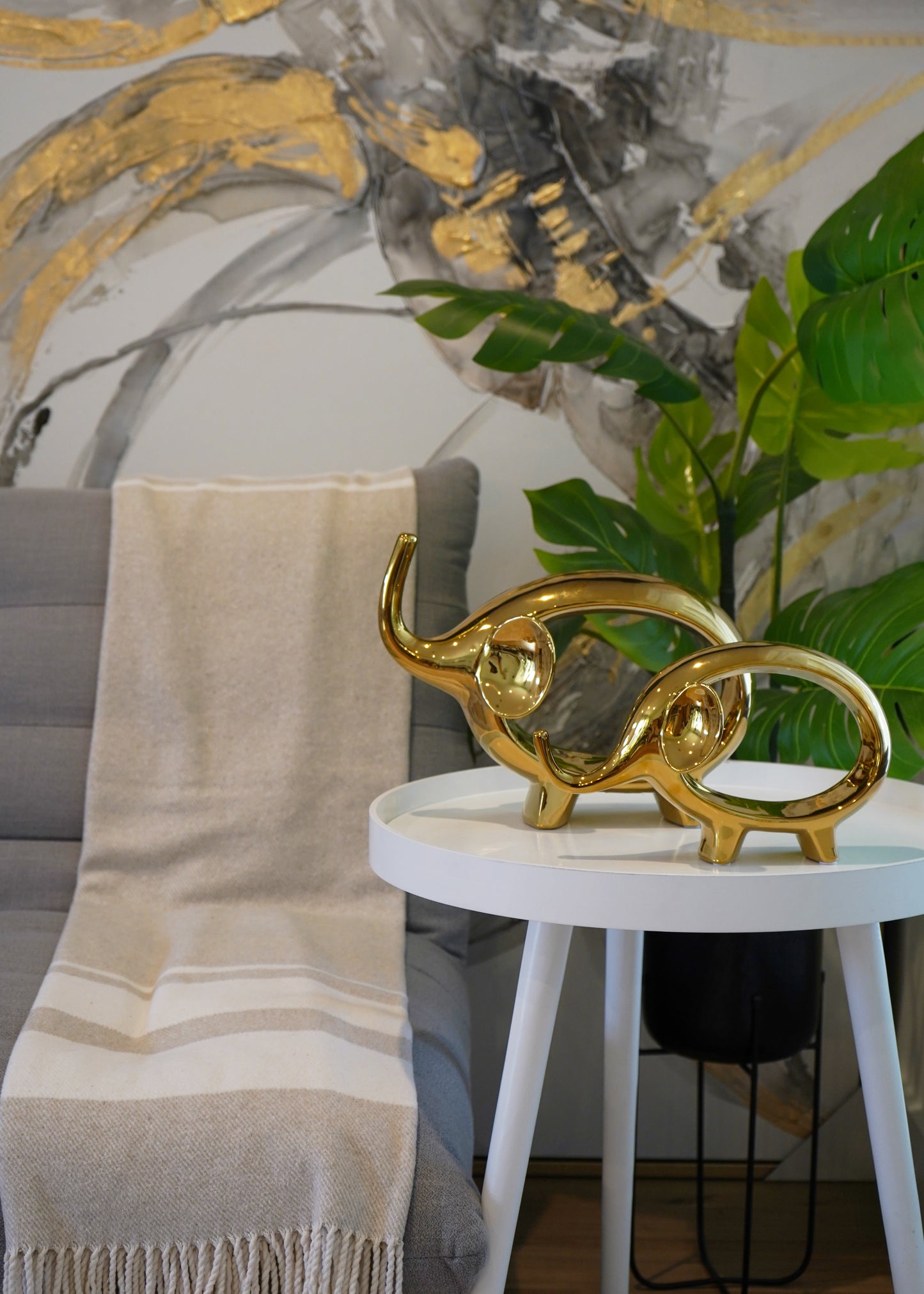 2pc Ceramic Elephant Sculptures Set - Expo Home Decor