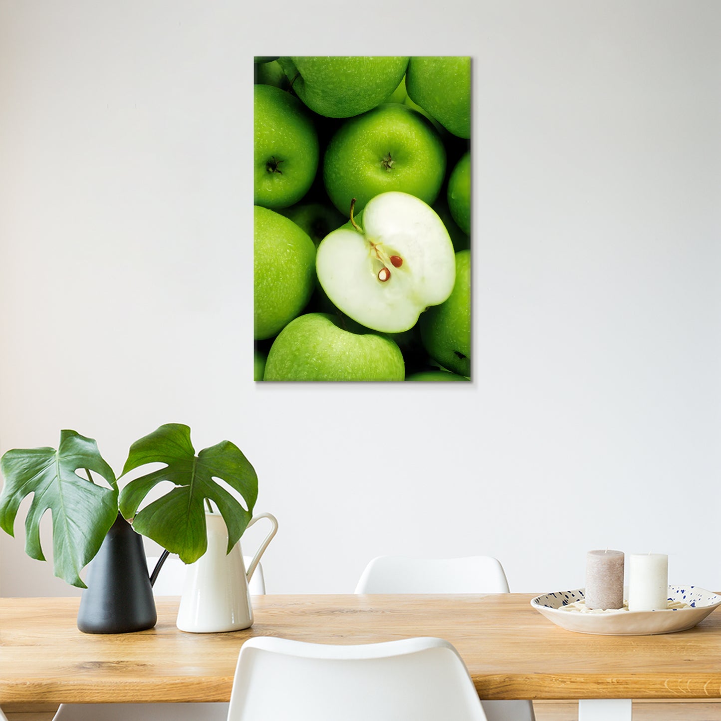 Green Apples Kitchen Glass Wall Art 24"x36"