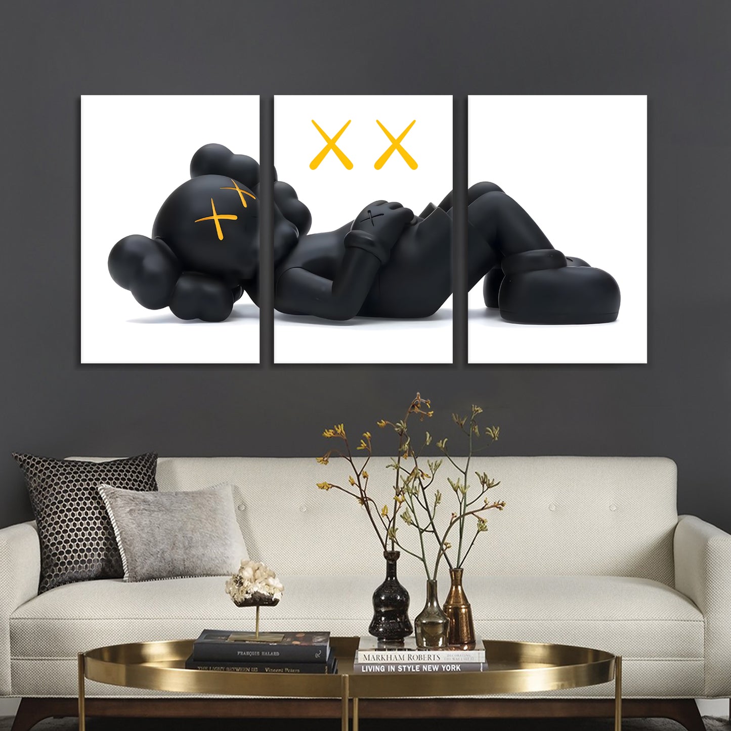 3pc Laying Clown Glass Wall Art 24"X36"