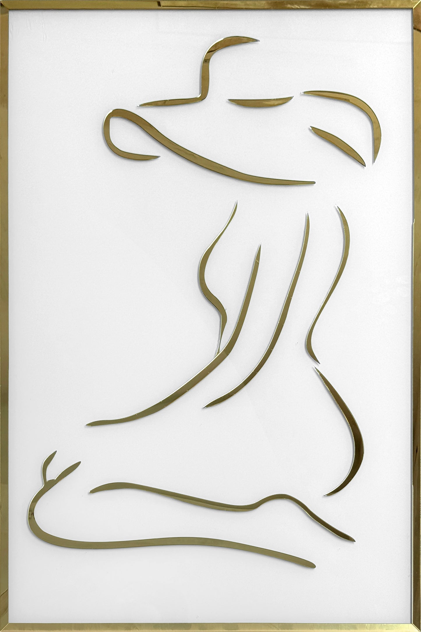 Woman Gold Silhouette Glass Wall Art 24"x36"