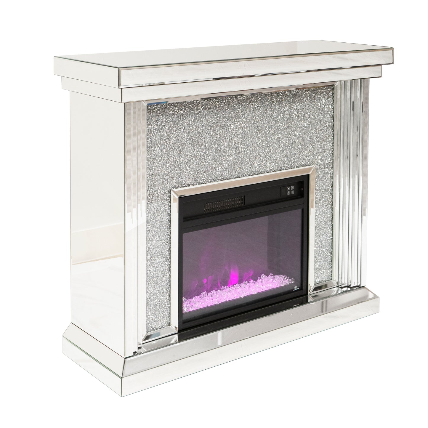 Mirrored Glass Glam Fireplace - Expo Home Decor