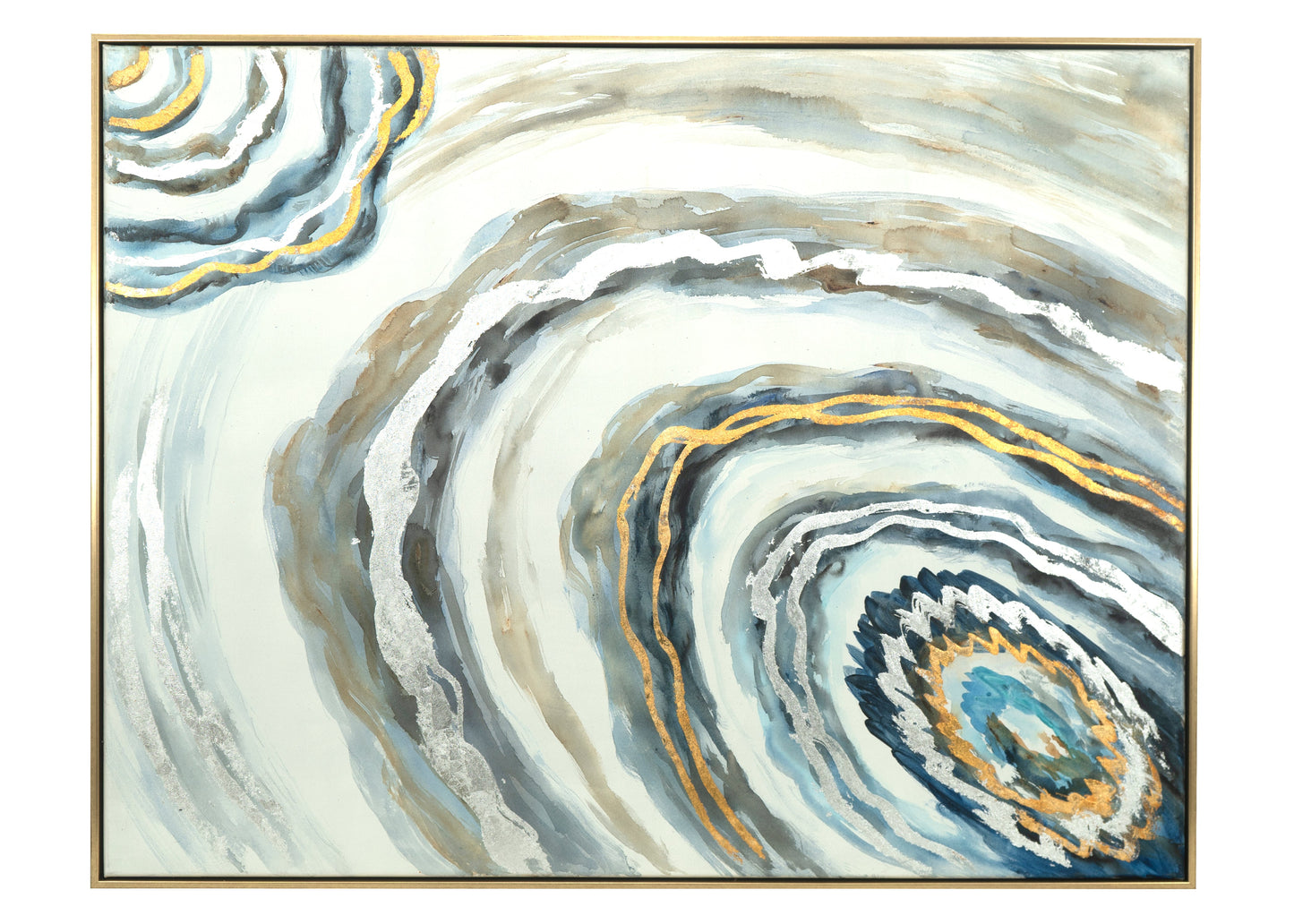 Blue/Gold/Silver Handed Painted Canvas Wall Art - Expo Home Decor