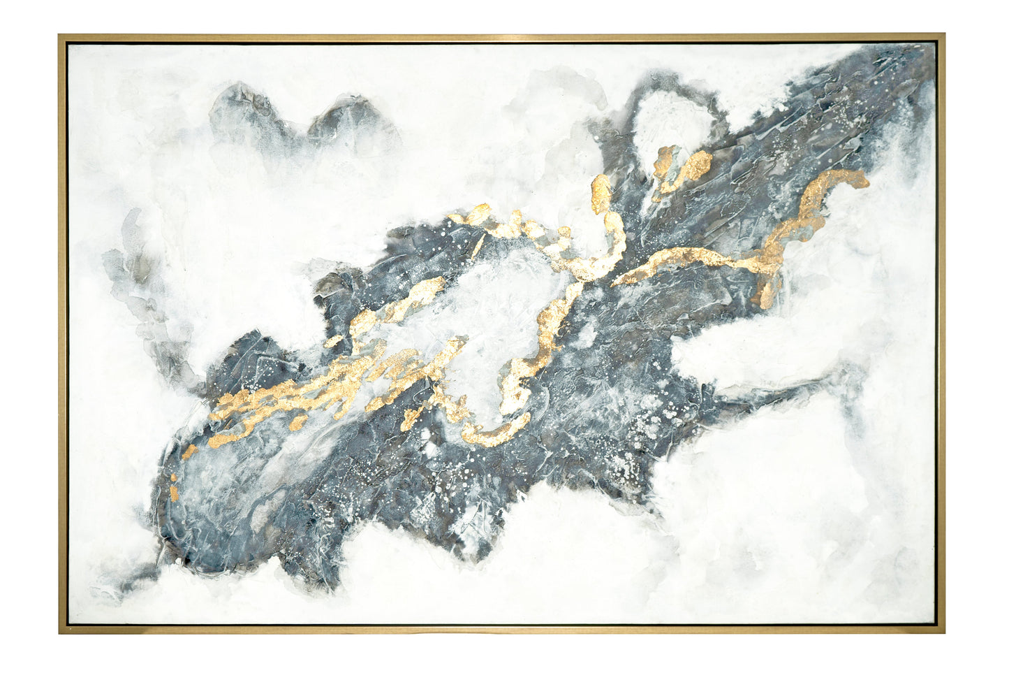 Grey/Gold Handed Painted Canvas Wall Art - Expo Home Decor