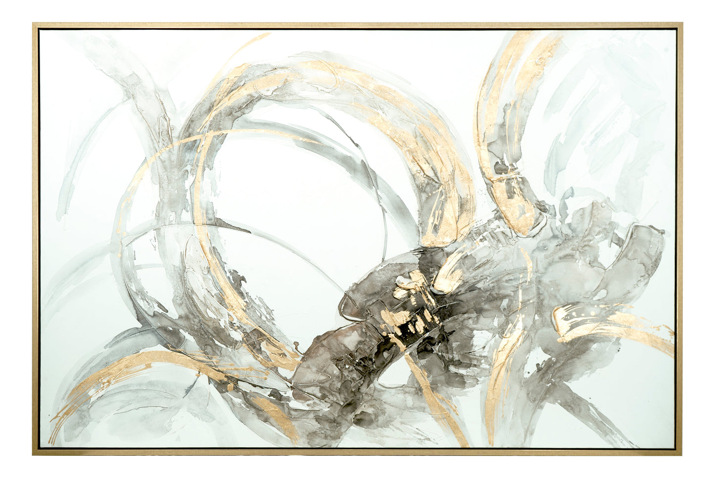 Taupe/Grey/Gold Hand Painted Canvas Wall Art - Expo Home Decor