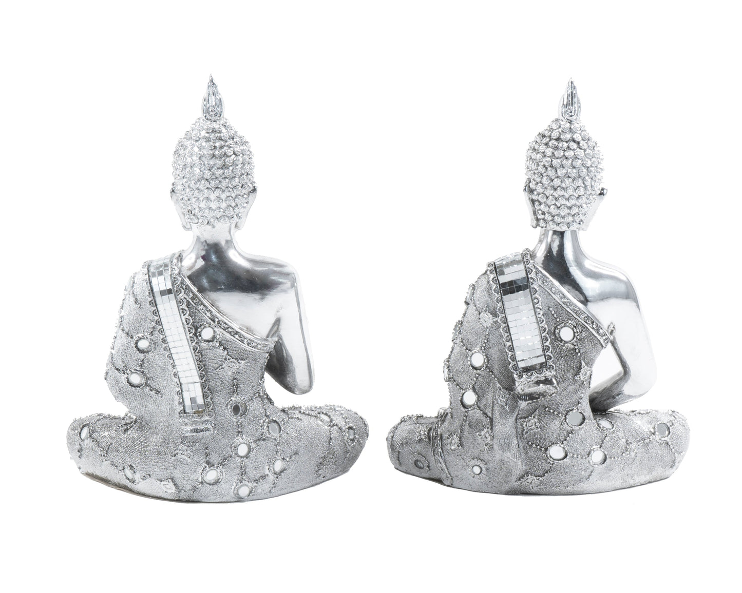 2pc Tabletop Silver Buddha Set - Expo Home Decor