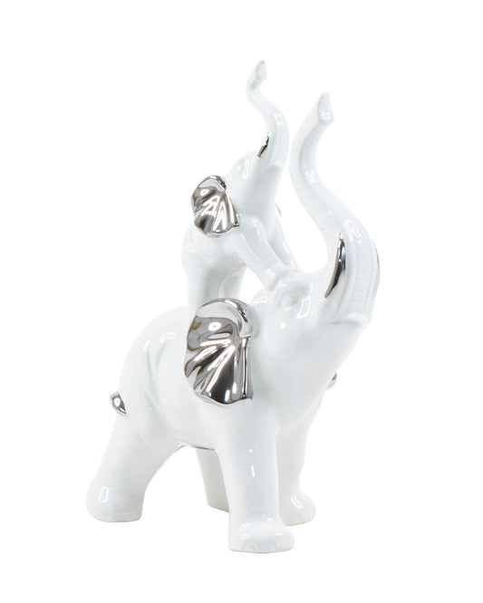 White/Silver Elephant Sculpture - Expo Home Decor