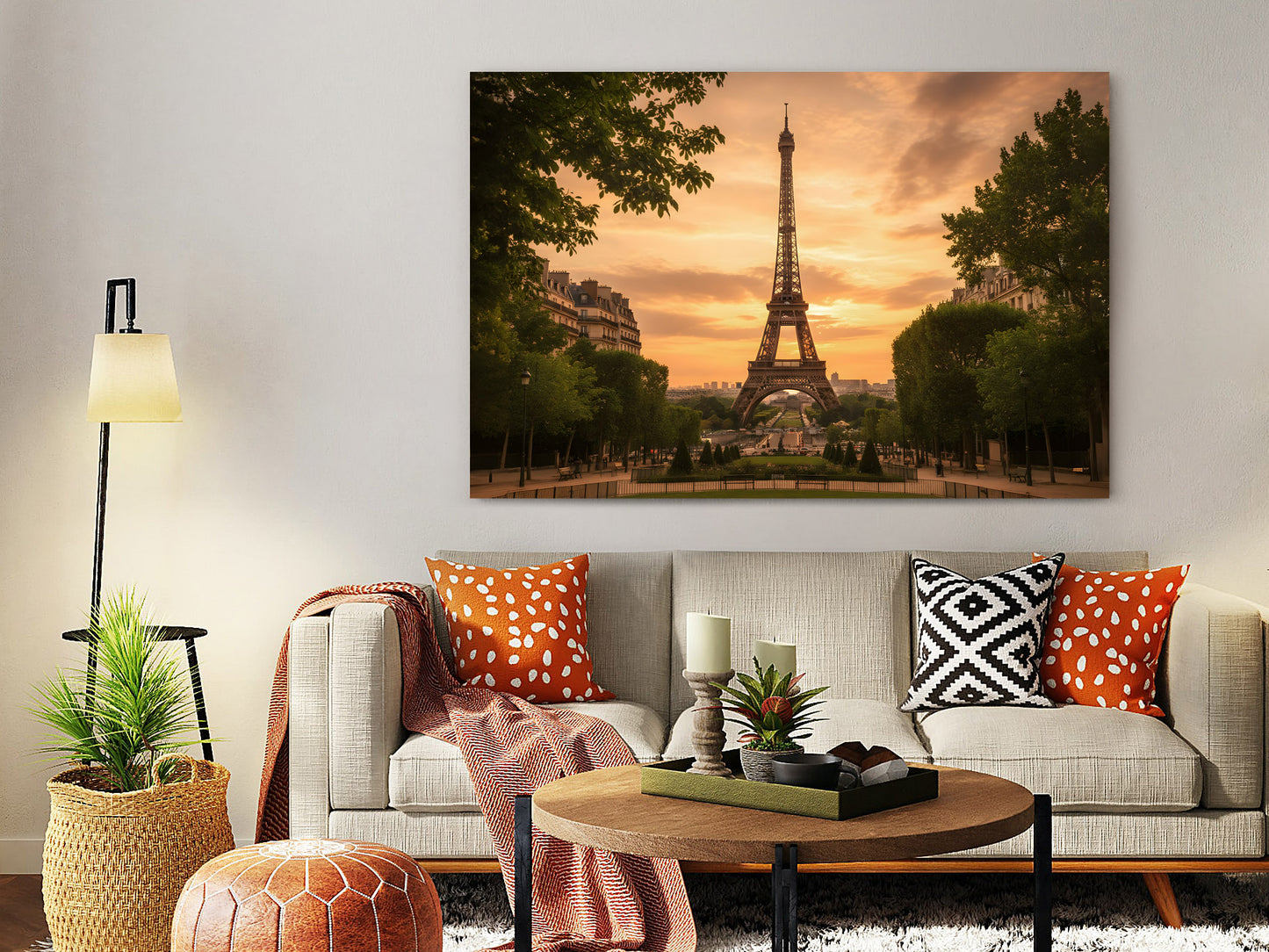 Paris Golden Hour Glass Wall Art 48"x32"