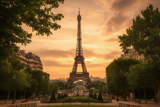 Paris Golden Hour Glass Wall Art 48"x32"