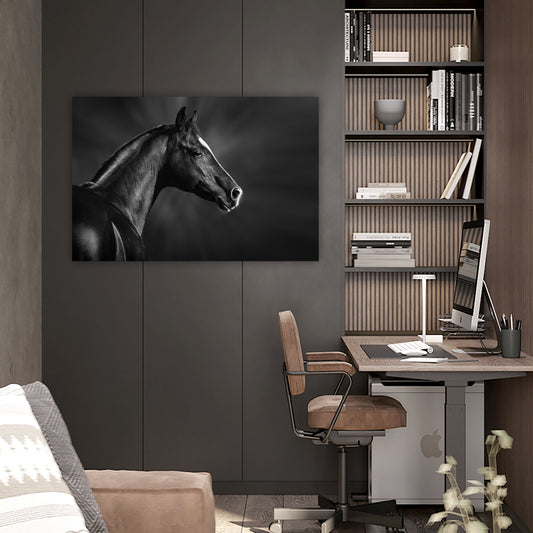Black Horse Glass Wall Art 48"x32"