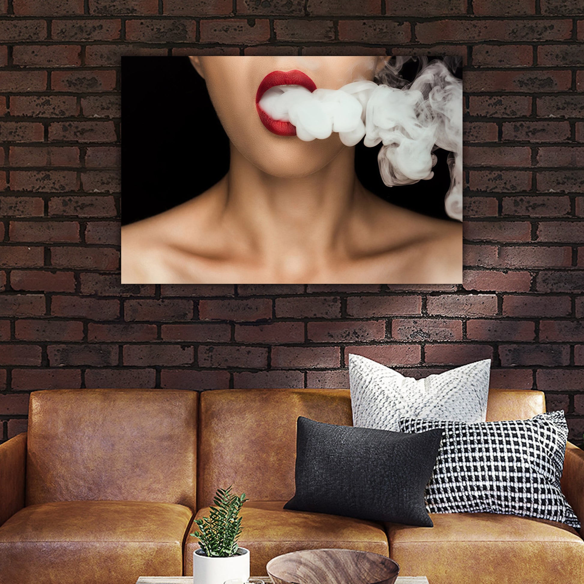 Smoking Lips Glass Wall Art 60"x36" - Expo Home Decor