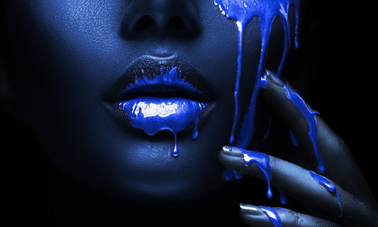 Woman Blue Face Glass Wall Art 60"x36" - Expo Home Decor