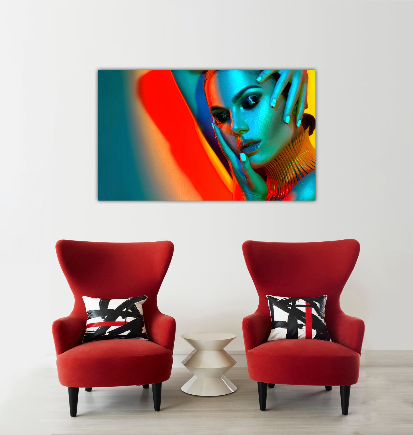 Colorful Woman Pose Glass Wall Art 60"x36"