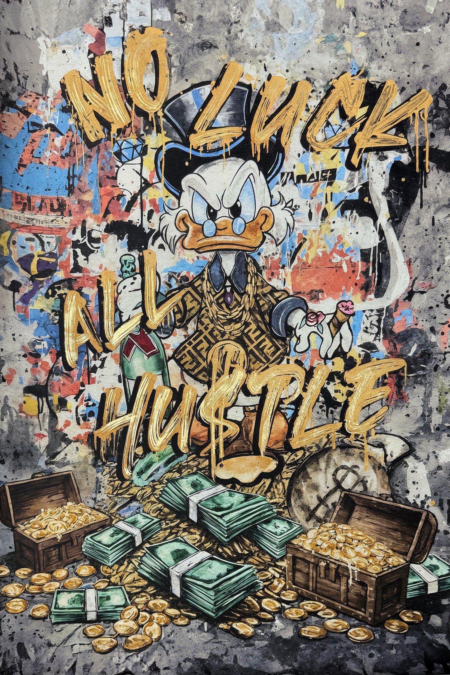 Hustle Hard Glass Wall Art 48"x32"