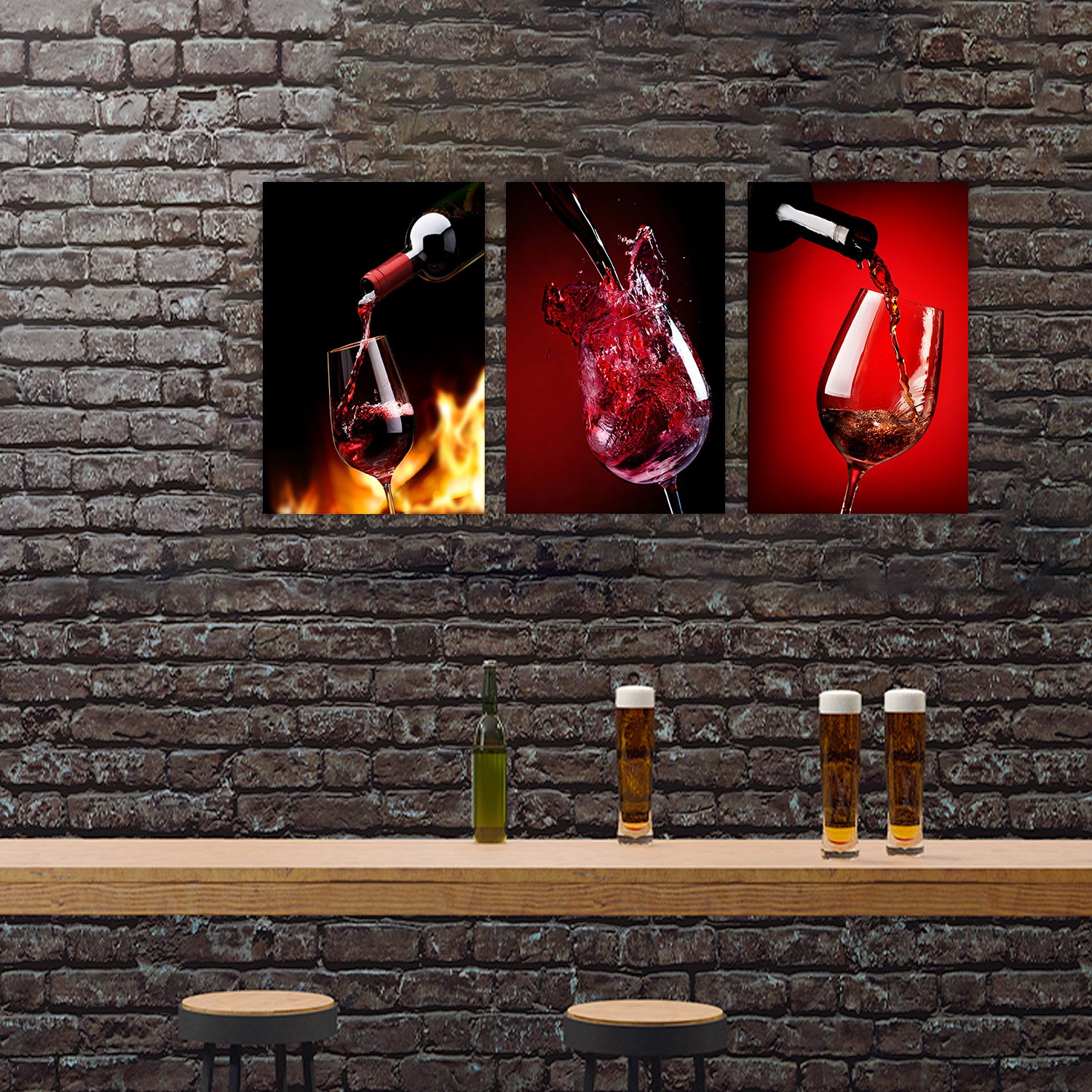 Wine Cups Glass Wall Art 24"x36" - Expo Home Decor
