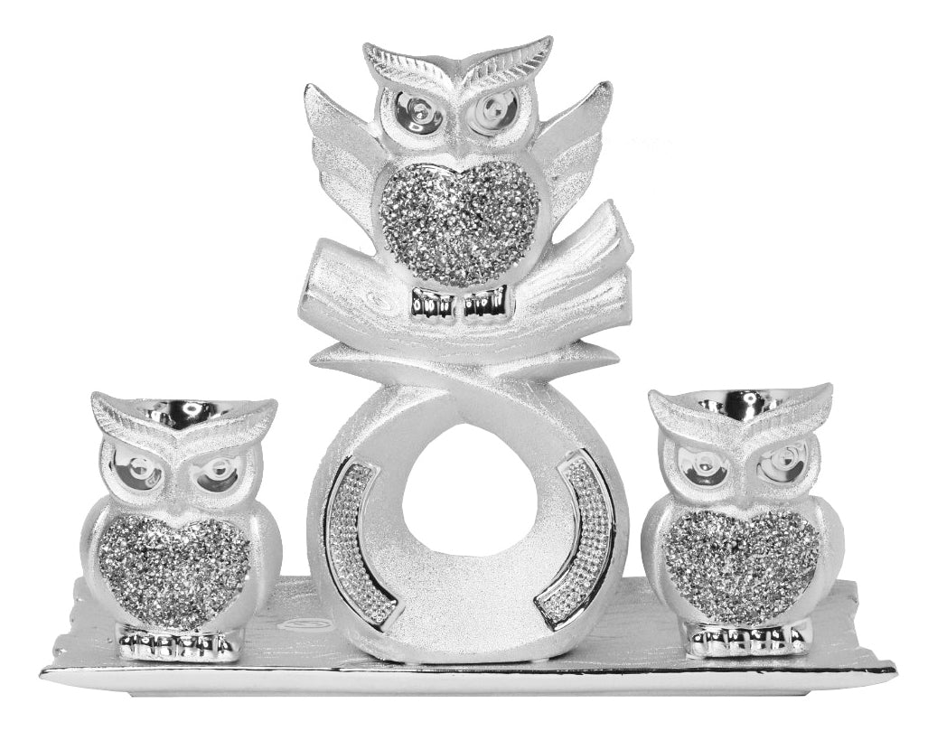 4pc Diamond Owl Set Decor - Expo Home Decor