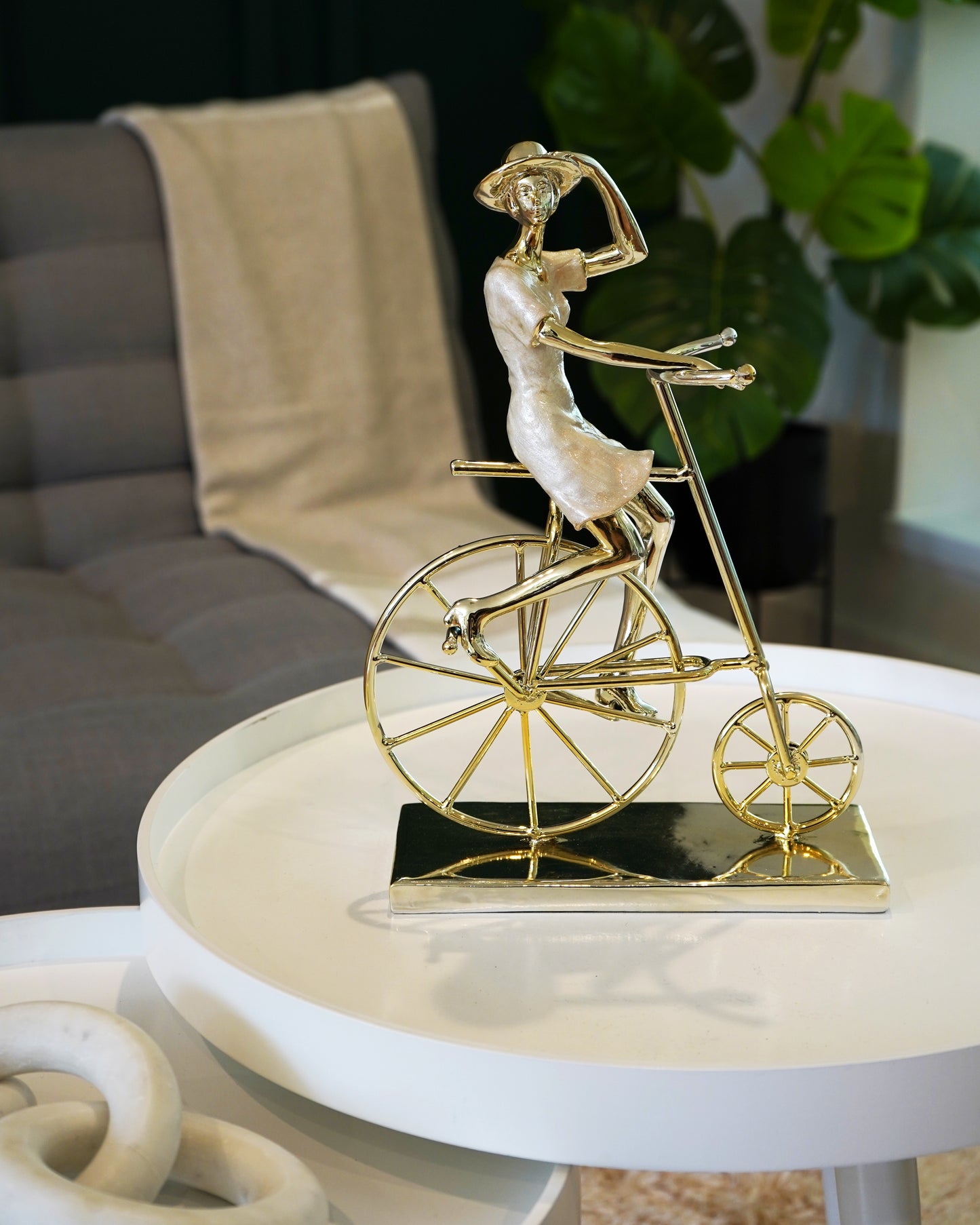 Gold Plated Woman on Bicycle - Expo Home Decor