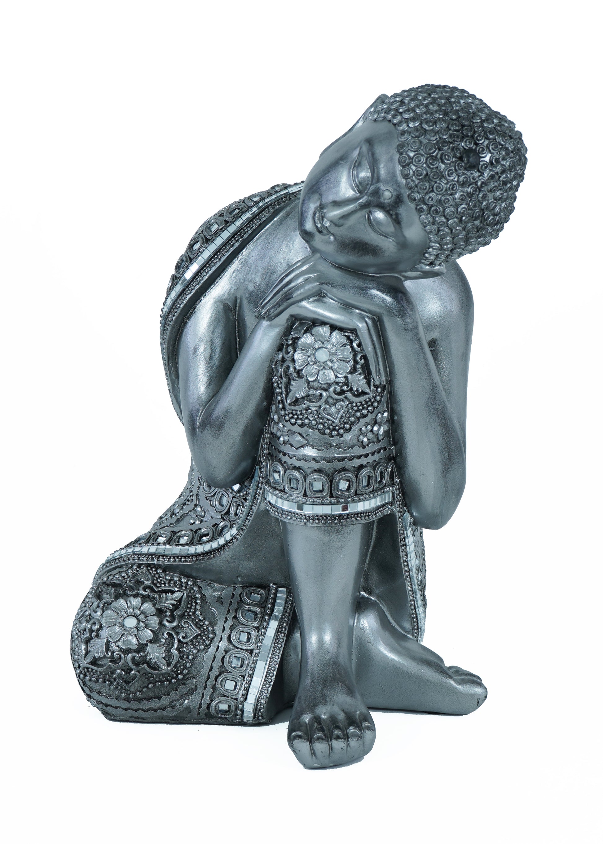 Sleeping Silver Buddha Sculpture - Expo Home Decor