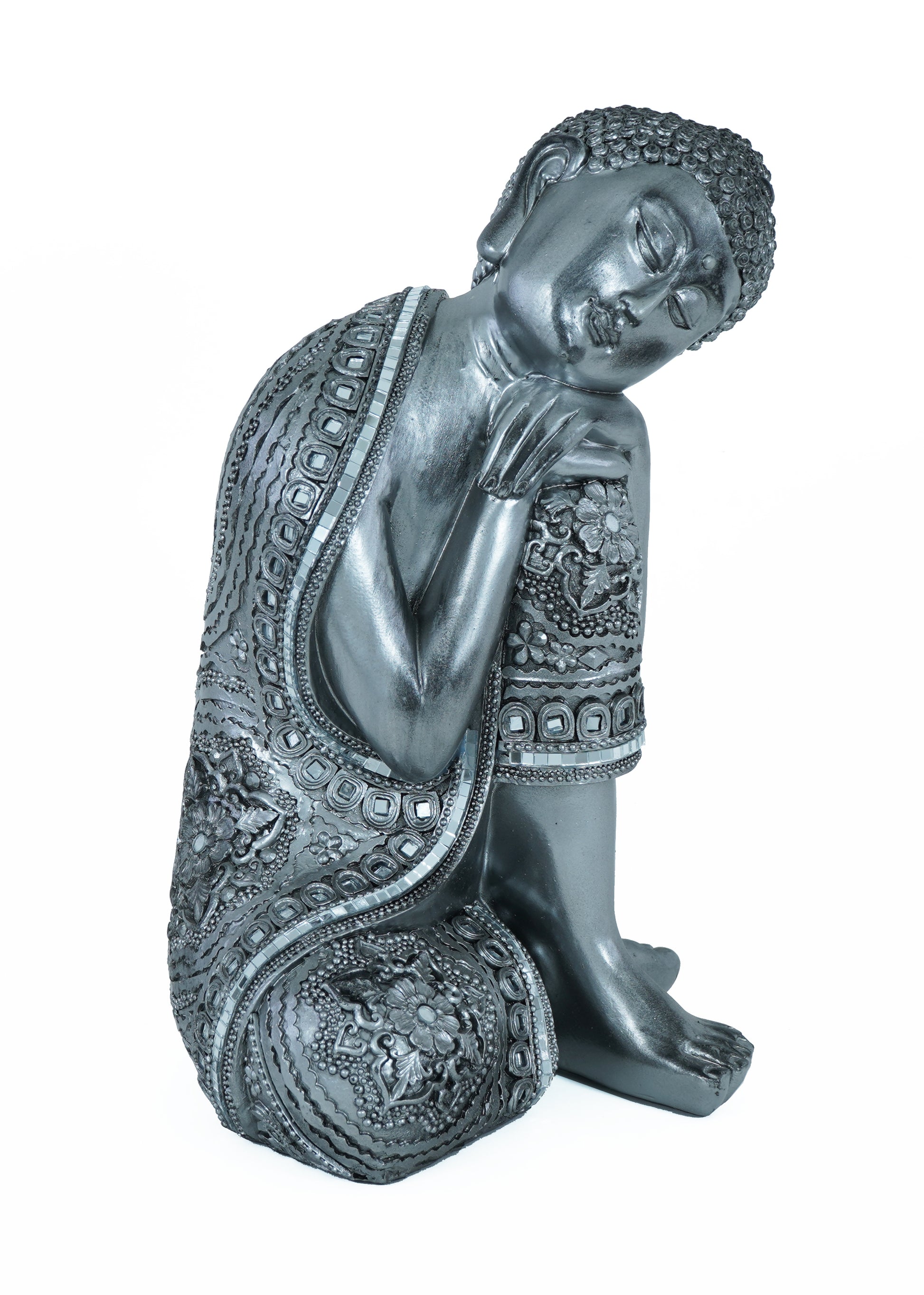 Sleeping Silver Buddha Sculpture - Expo Home Decor