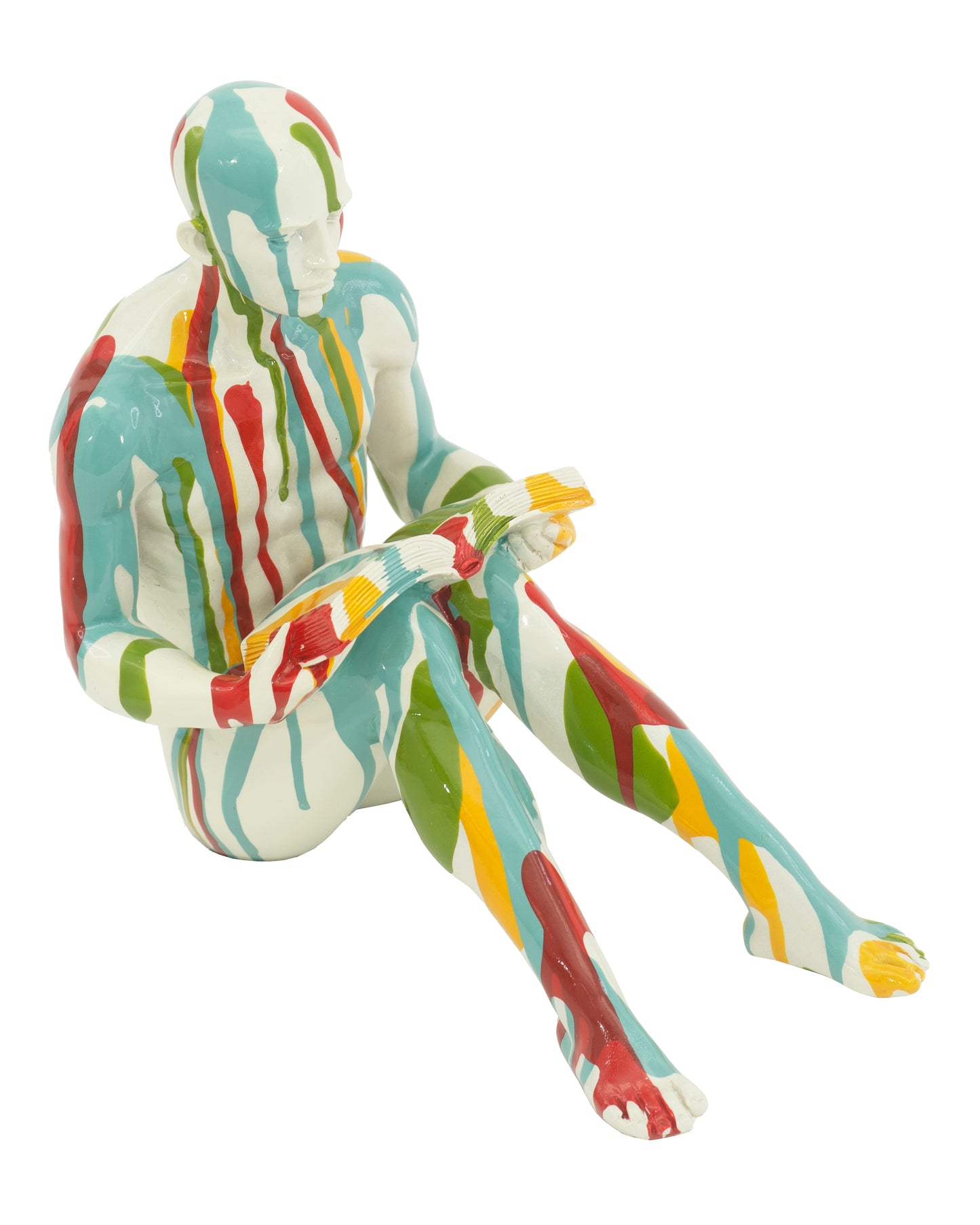 Colorful Painted Man Reading Sculpture - Expo Home Decor