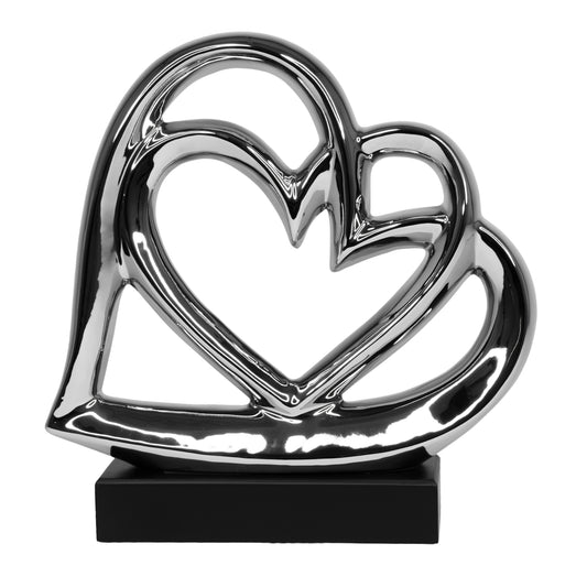 Silver Double Heart Sculpture