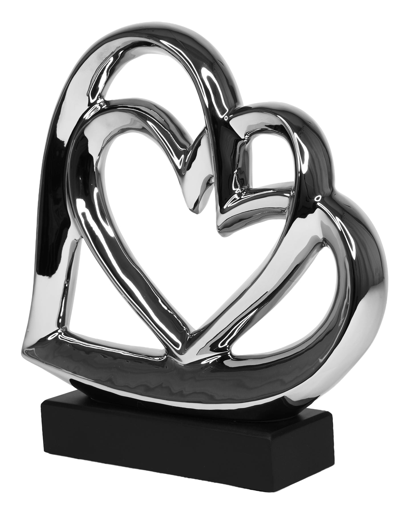 Silver Double Heart Sculpture