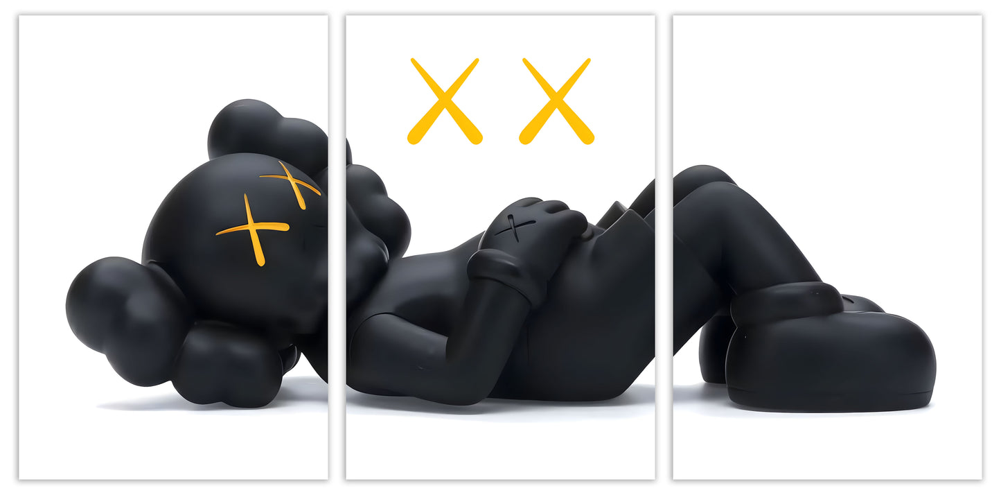 3pc Laying Clown Glass Wall Art 24"X36"