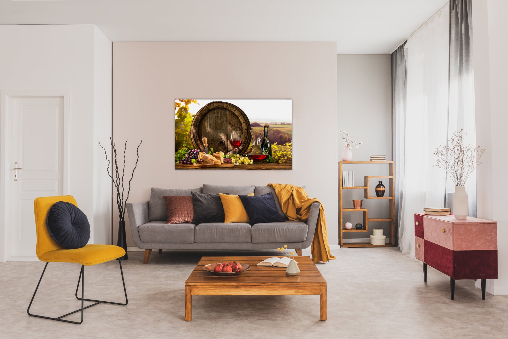 Wine/Cheese Glass Wall Art 60"x36" - Expo Home Decor