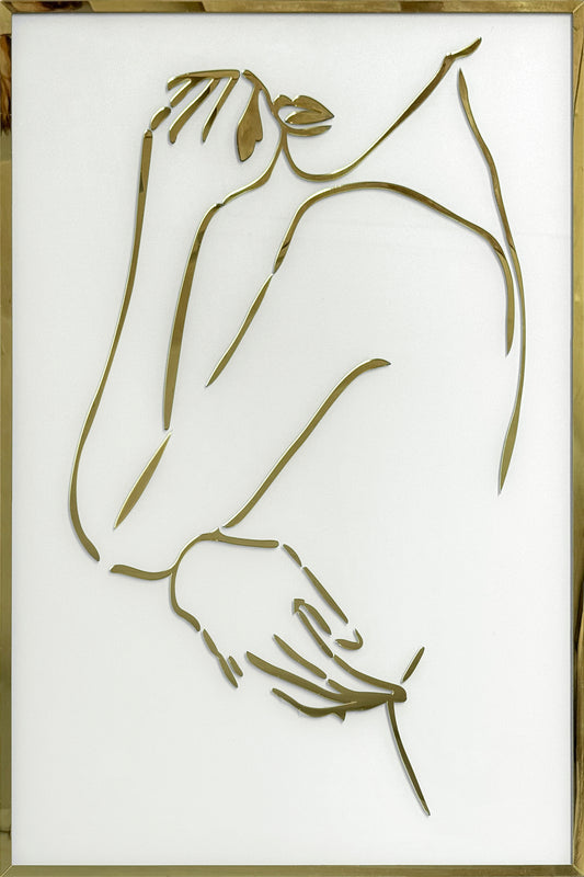 Woman Gold Silhouette Glass Wall Art 24"x36"