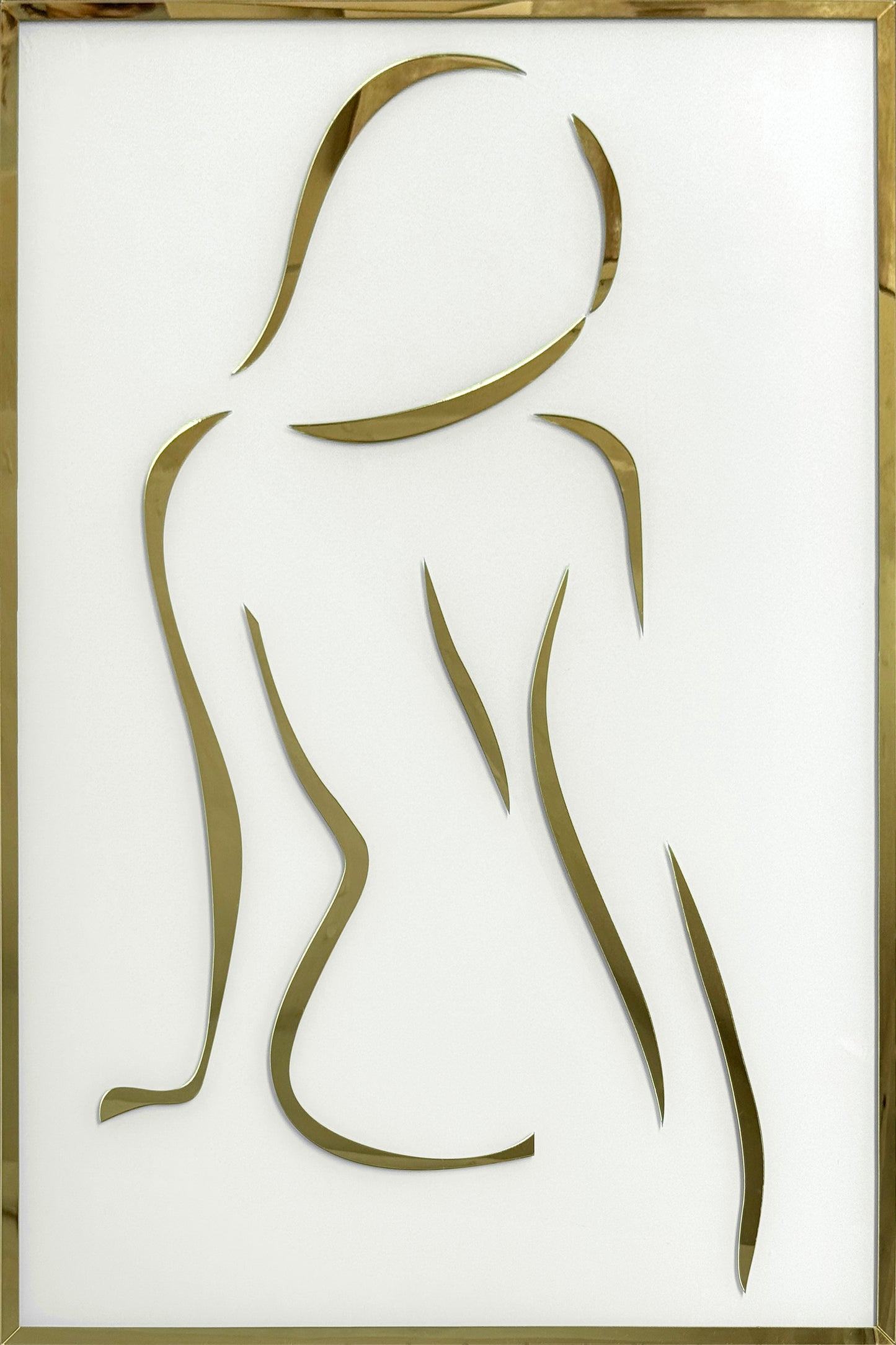 Woman Gold Silhouette Glass Wall Art 24"x36"