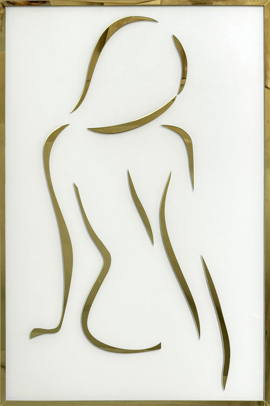 Woman Gold Silhouette Glass Wall Art 24"x36"