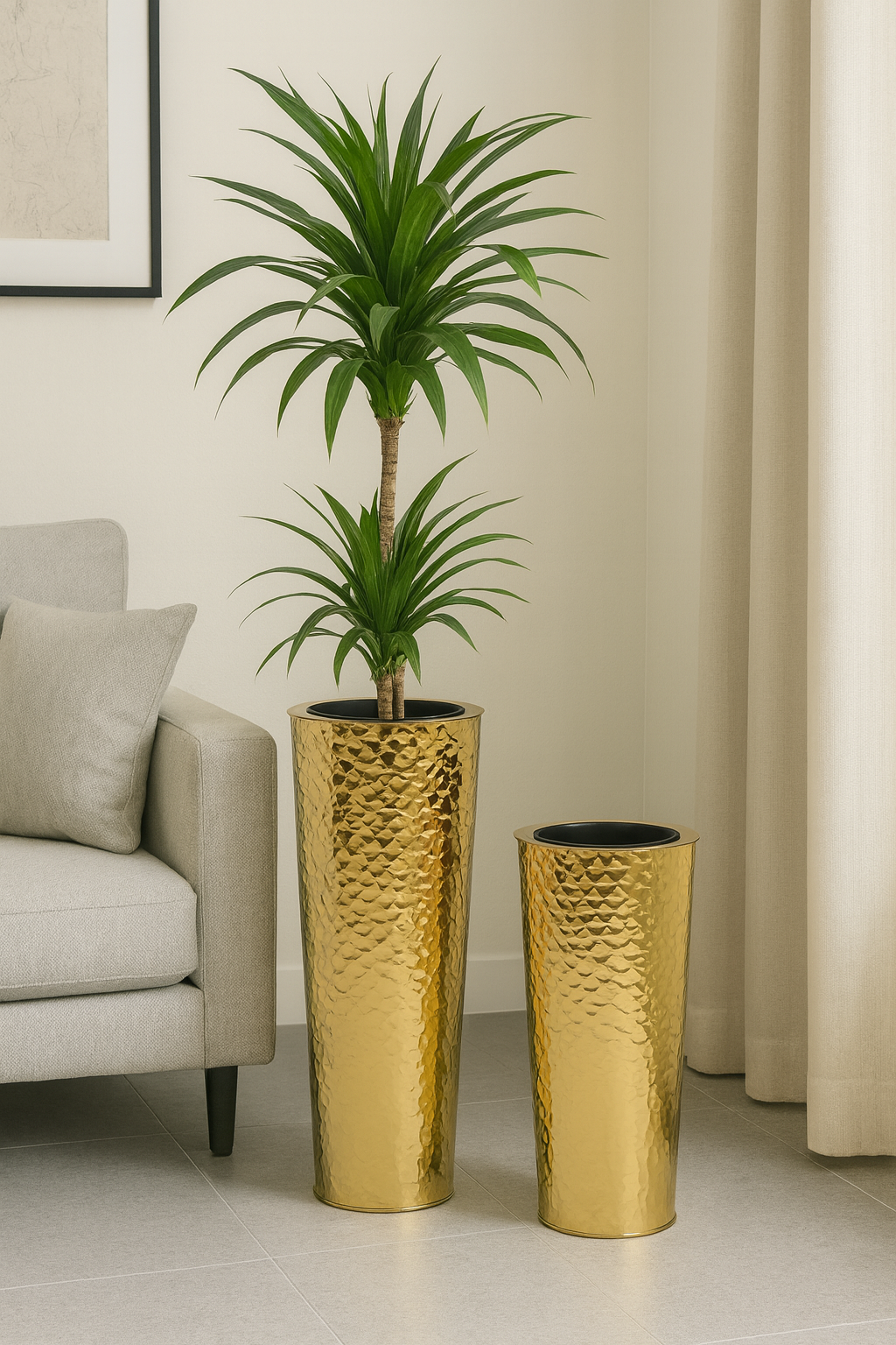 Hammered Stainless Steel Floor Vase Planter