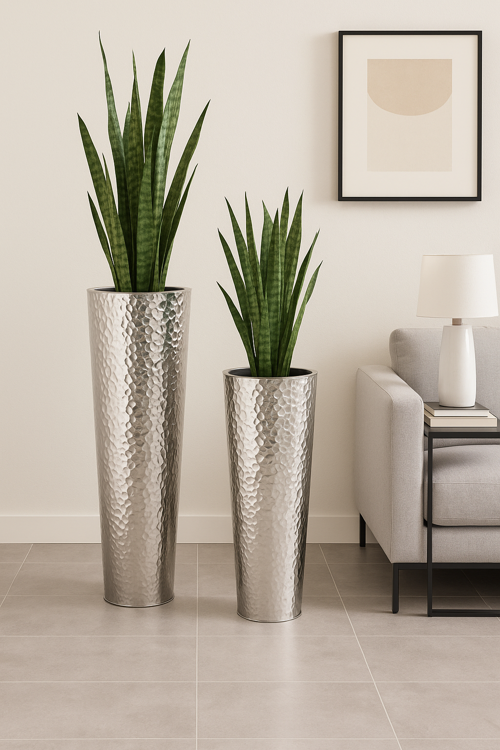 Hammered Stainless Steel Floor Vase Planter