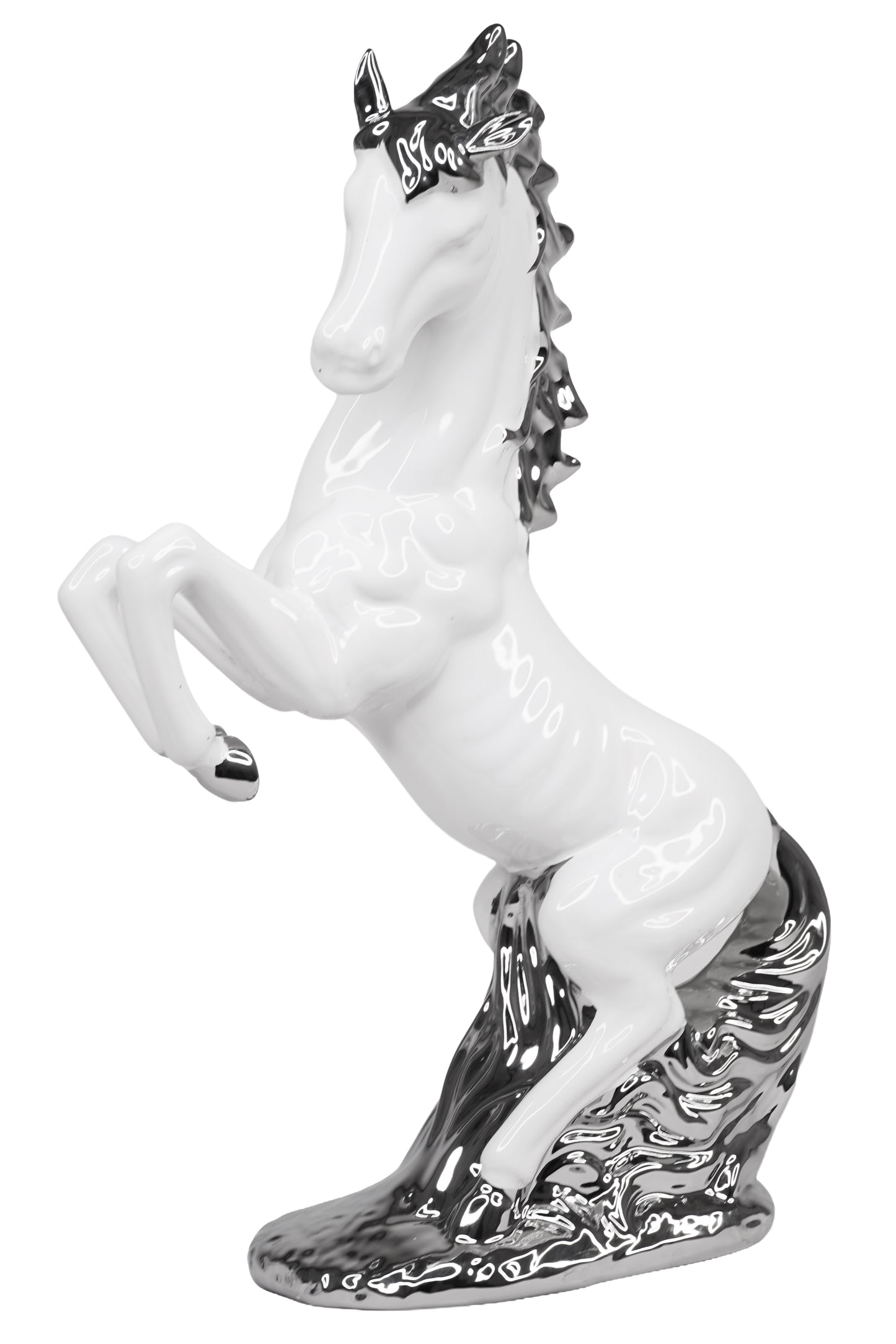 Horse Sculpture White Silver