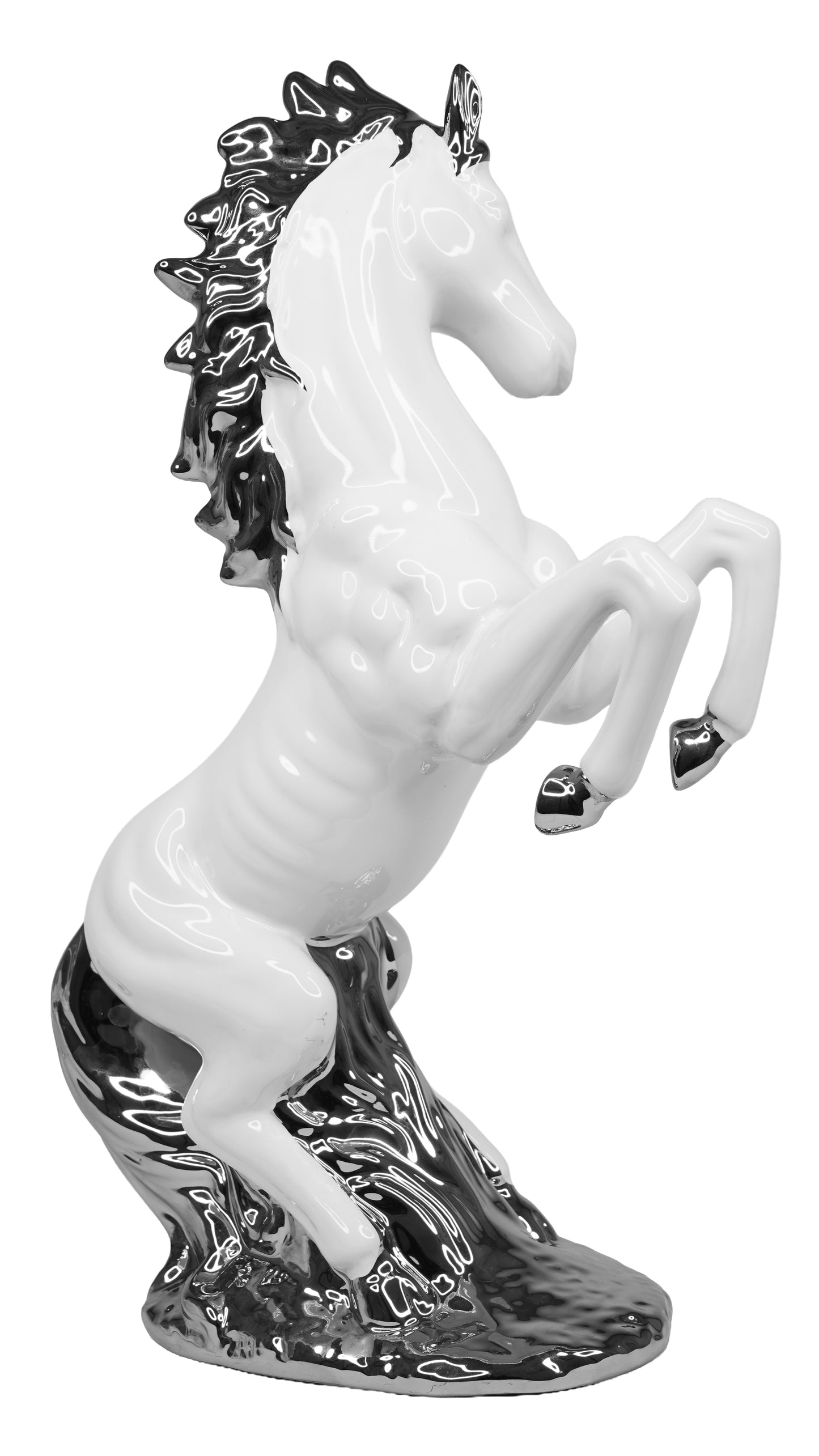 Horse Sculpture White Silver