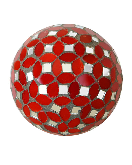 Red/Gray Mirror Mosaic Decor Orb - Expo Home Decor