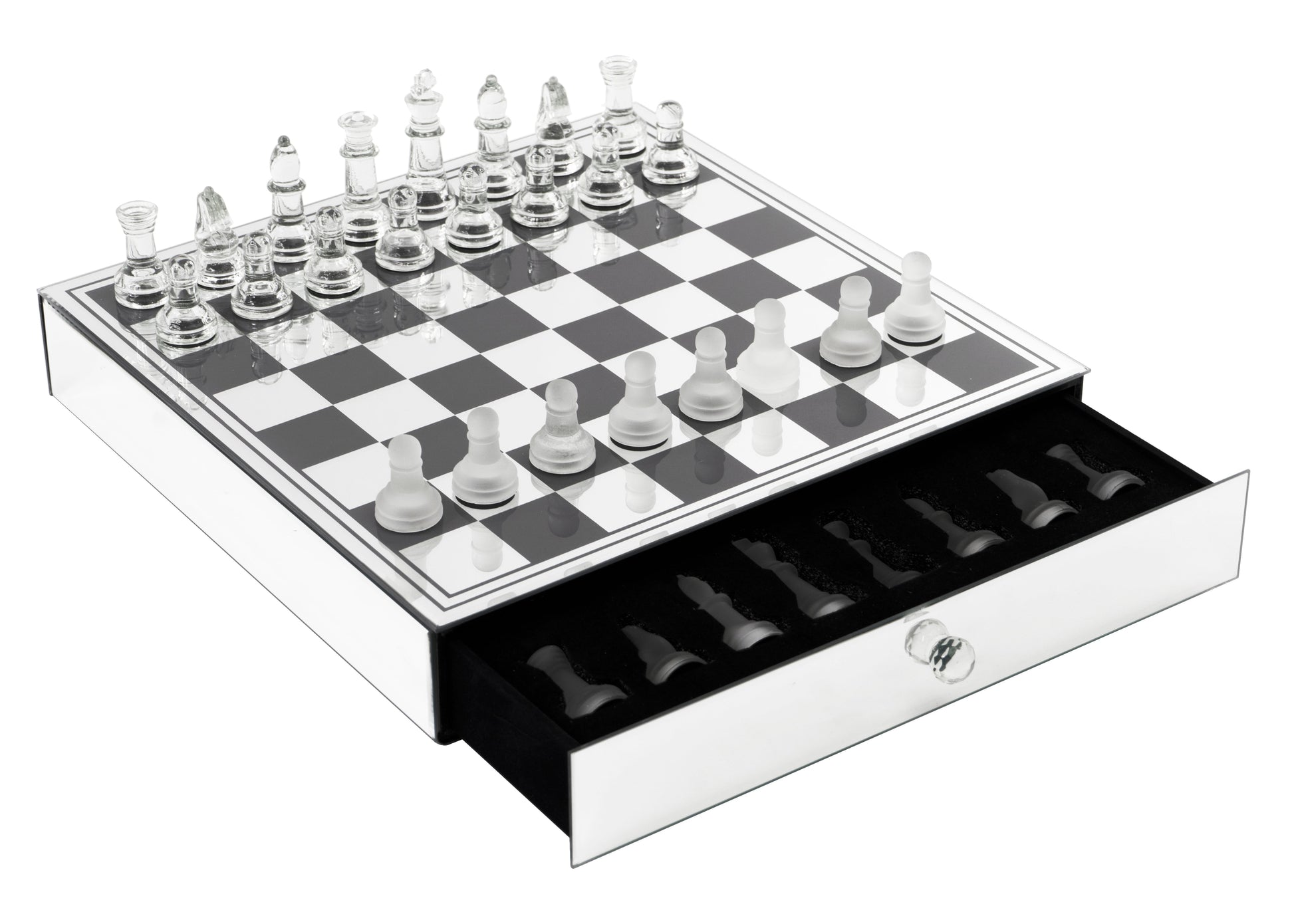 Mirror Glass Chess Board Set - Expo Home Decor