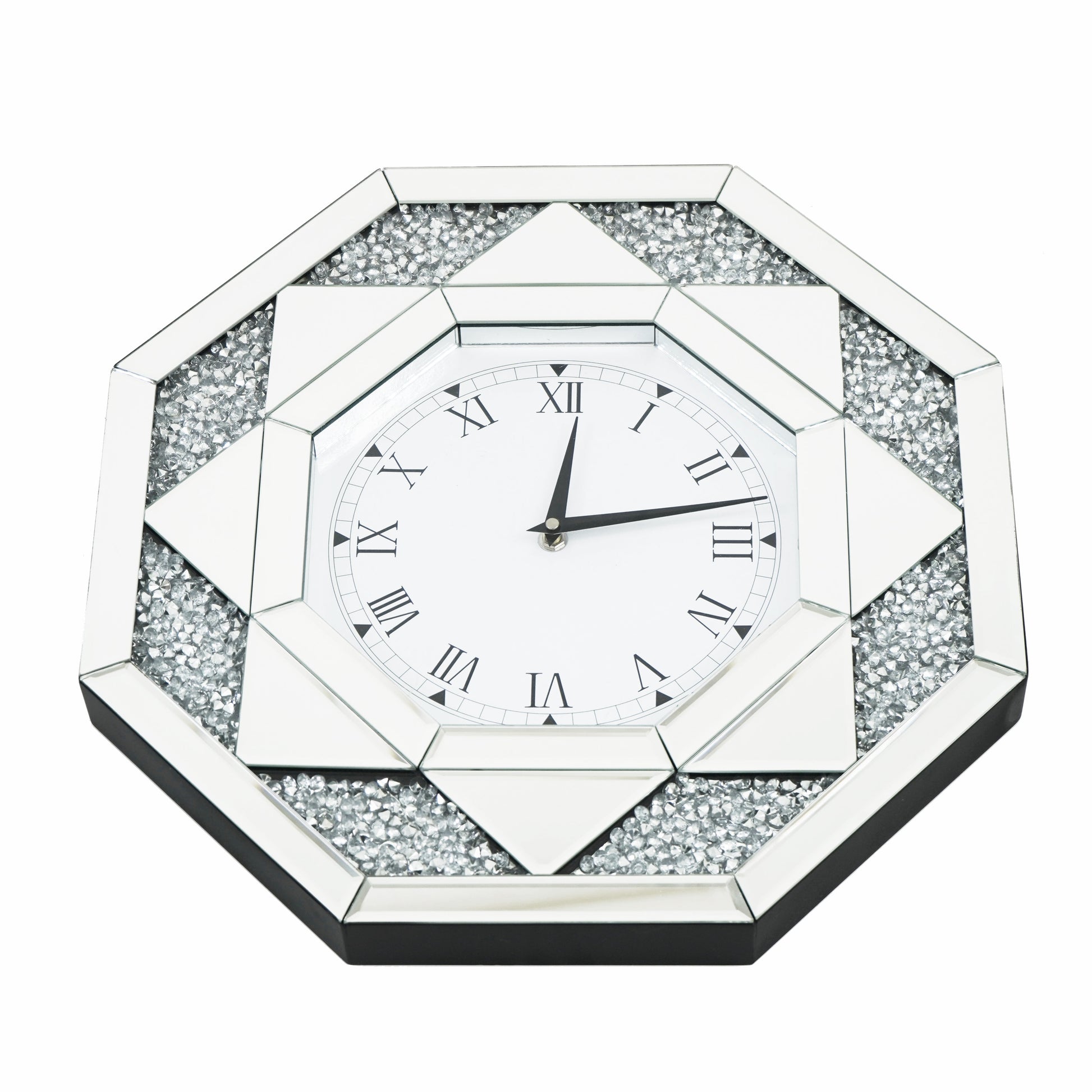 Hexagon Mirrored Glass Wall Clock - Expo Home Decor