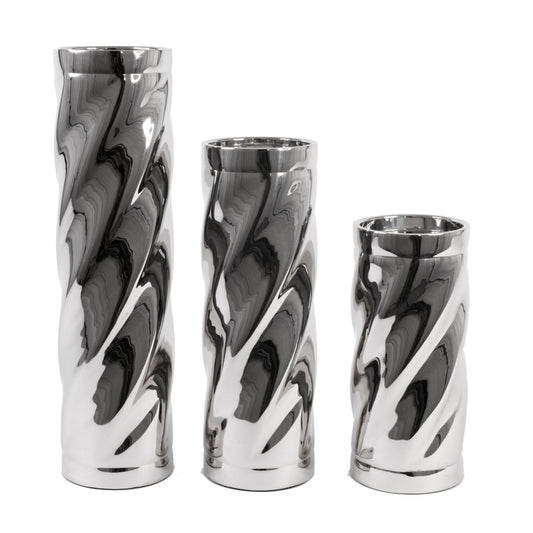3pc Stainless Steel Twisted Candle Holder Set - Expo Home Decor