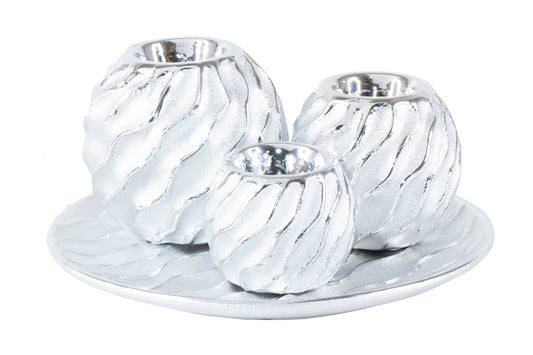 4pc Silver Tabletop Candle Holder Set - Expo Home Decor