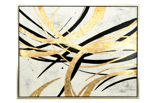 Black/Gold Foil Hand Painted Canvas Wall Art - Expo Home Decor