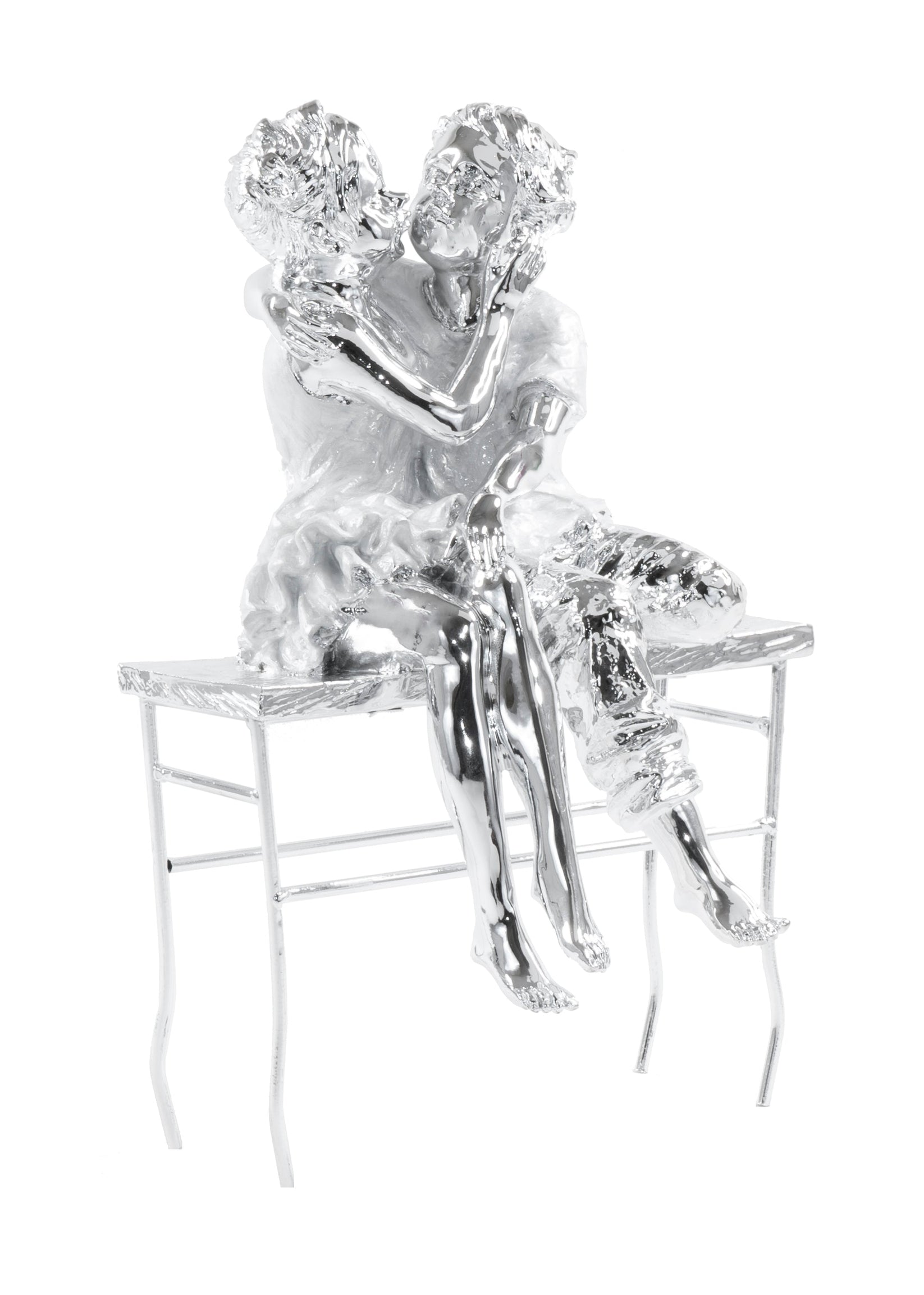 Sitting Couple on Bench Sculpture Expo Home Decor