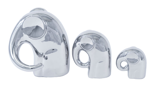 3pc Elephant Ceramic Sculptures - Expo Home Decor